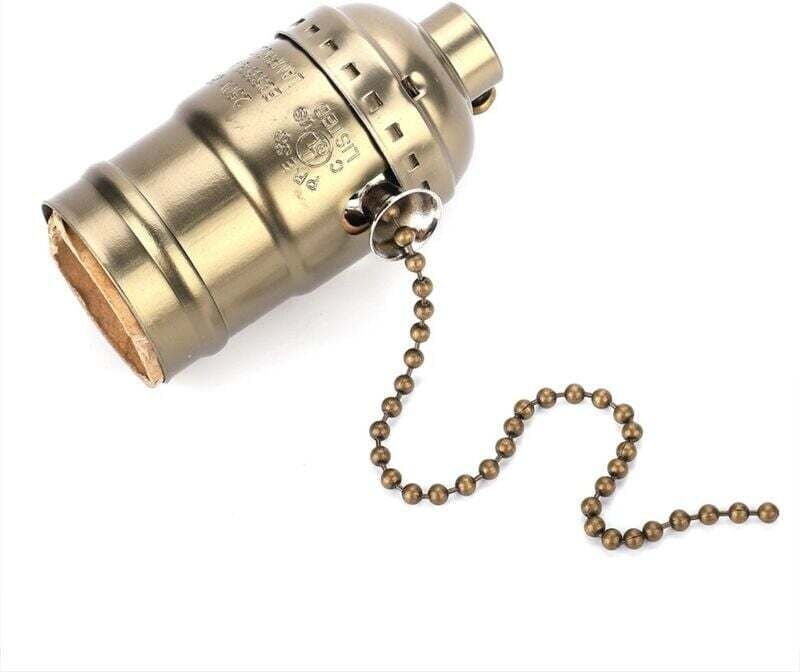 Lampenfassung, Vintage E27-Lampenfassung mit Zugkette, 1-teilige Aluminium-Fassung mit mittlerem Schraubsockel für Steh-...