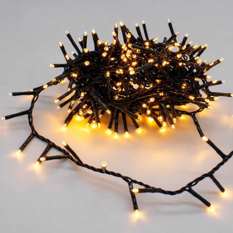 Weihnachts Lichterkette soft gold 5m für Außen mit Timer - 220 LED - Garten Dekobeleuchtung dimmbar mit Netzstecker