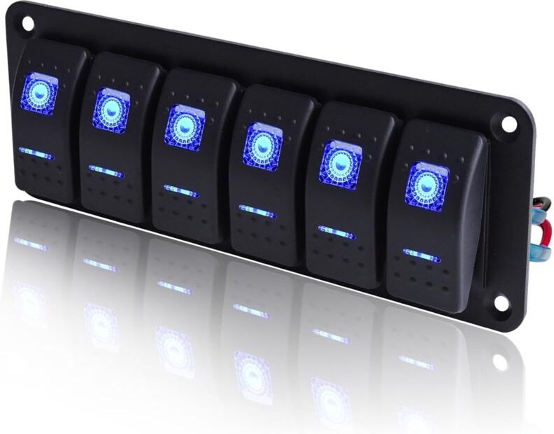 1 Unidad Panel de Interruptores de Palanca de 6 Posiciones, Interruptor Pre-cableado Encendido/Apagado 12V CC-24V, Inter...