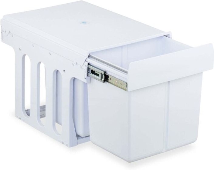 Ausziehbarer Abfalleimer mit Teleskopschiene, Weiß