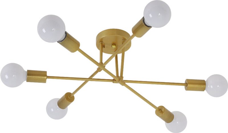 Thumbnail - Goeco - Moderne LED-Deckenleuchte, Retro-Pendelleuchte, Vintage-Lüster mit 6 Lichtern, E27-Fassung, Metall-Lampe für Woh...