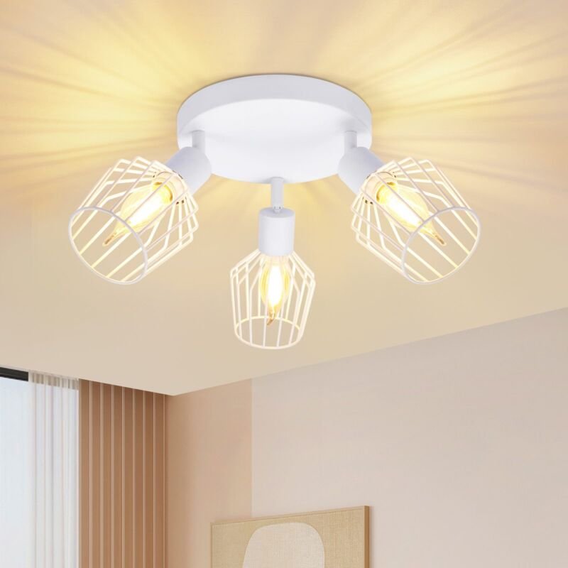 Deckenspot 3 Flammig led Deckenstrahler Gbly Rund Deckenleuchte Strahler E14 Spotleuchten Schwenkbar Vintage Ceiling Spo...