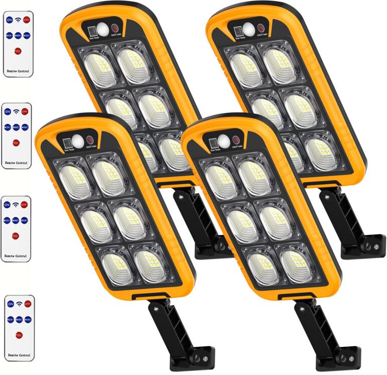 4 pièces lumière solaire extérieure-150COB lumière solaire extérieure de capteur de mouvement, jardin de lumière solaire...