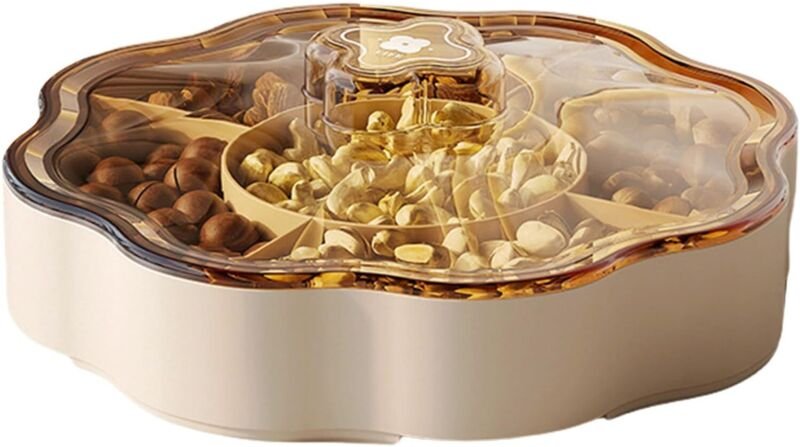 2er-Set Bonbonspender mit 5 Fächern, elegante Trockenobst-Aufbewahrungsbox mit Deckel, Trockenobsthalter, Serviertablett...