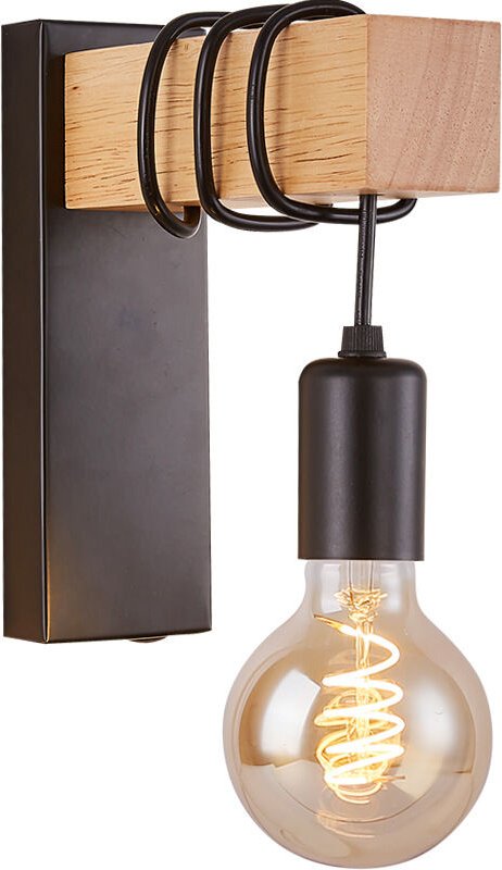 Moderne Wandleuchte aus Metall und Holz, Innenlampe, moderne E27-Wandlampe, nordische industrielle Wandlampe, industriel...