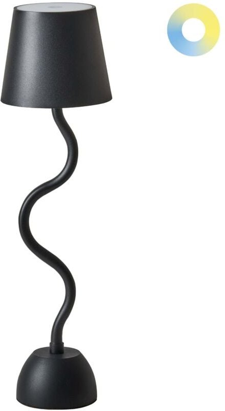 Tischlampe Schwarz Metall Kabellos Wiederaufladbar Touch Funktion Dimmfunktion usb Kabel Indoor Outdoor Tischleuchte Sch...