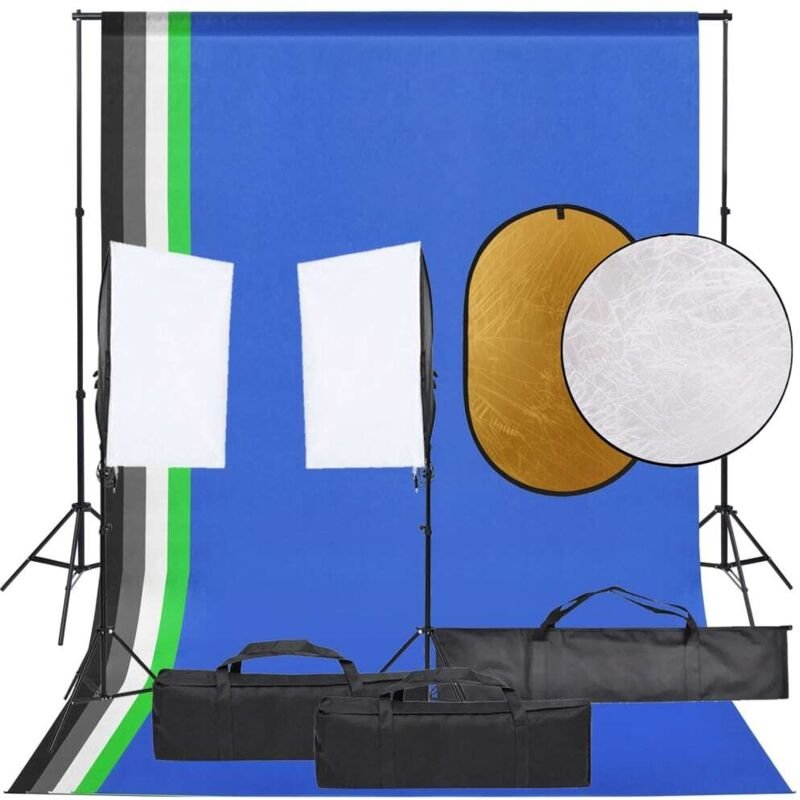 Fotostudio-Kit mit Hintergrundbeleuchtung und Reflektor