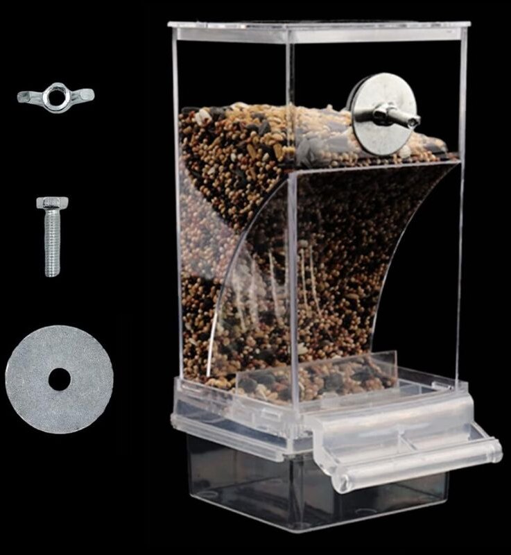 Automatischer Vogelfutterspender für Papageien - Transparent, Großes Fassungsvermögen, Automatisches Entladen, Praktisch...