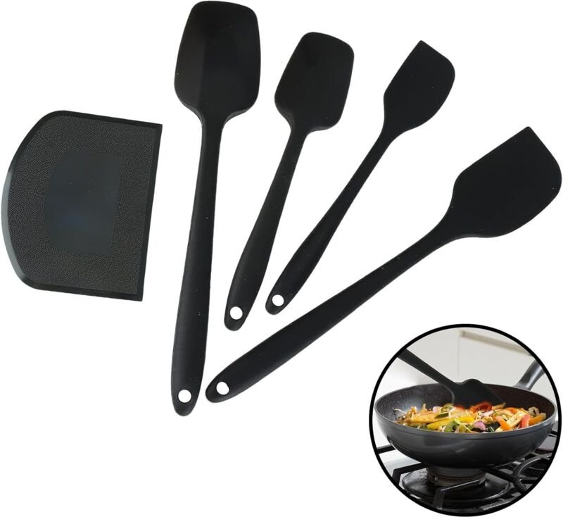 5-teiliges Silikonspatel-Set, hitzebeständige Küchenutensilien aus lebensmittelechtem Silikon mit Edelstahlkern, flexibe...