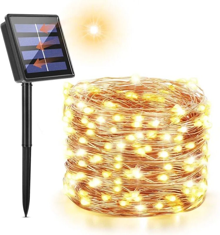 22 m lange Solar-Lichterkette für den Außenbereich mit 200 LEDs, geeignet für Garten, Terrasse, Hof, Zuhause, Weihnachte...