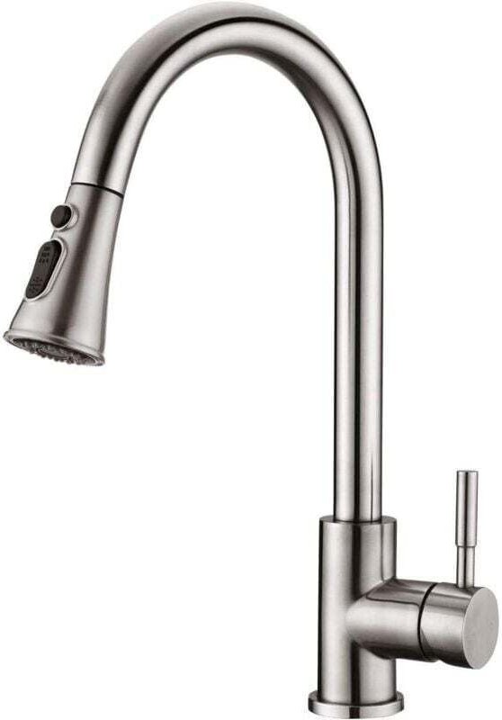 Küchenarmatur – 360° drehbare Küchenmischbatterie mit ausziehbarem Brausekopf, Spültischarmatur aus Edelstahl (gebürstet...