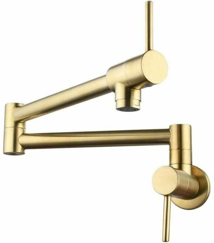 Mitigeur Cuisine Rabattable Robinet Mural, Laiton Robinetterie de Cuisine Rabattable à Double Poignée Robinet Eau Froide...