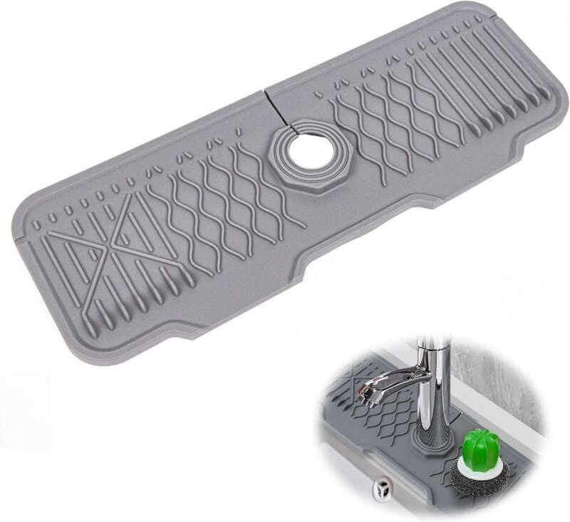 Wasserhahnmatte aus Silikon, erweiterter Spritzschutz für den Wasserhahn, verstellbare Abtropfpads für die Spüle zum Sch...