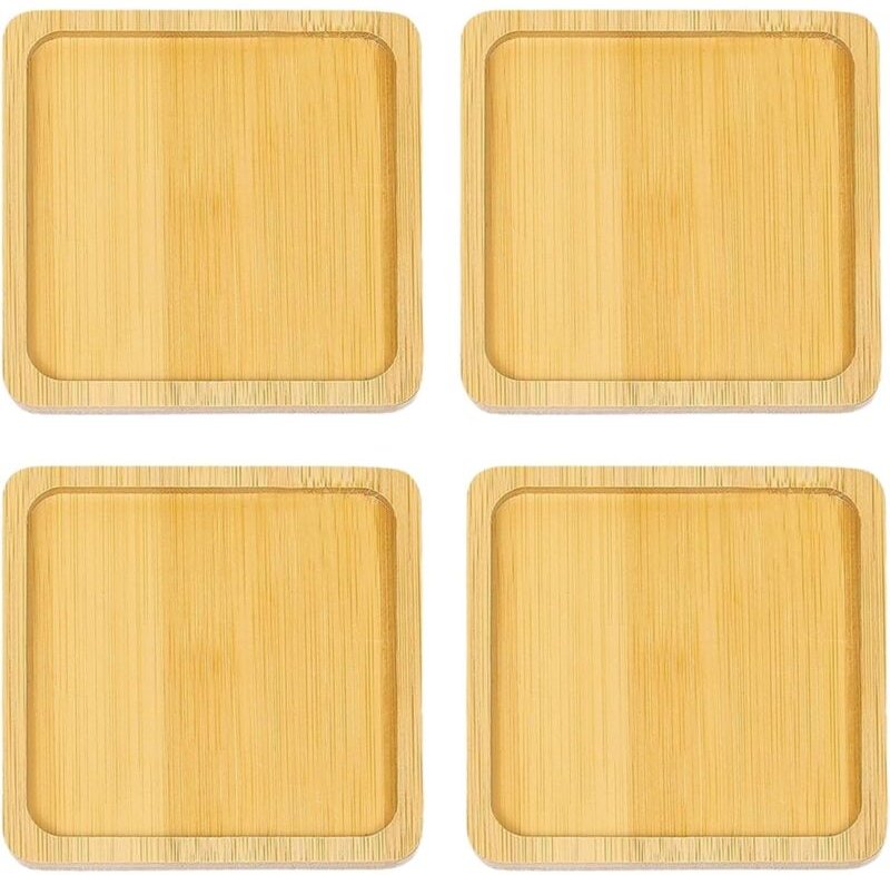 Set aus 4 Untersetzern aus Holz - Handgefertigte, verdickte und hitzebeständige Getränkeuntersetzer, geeignet für Büros,...