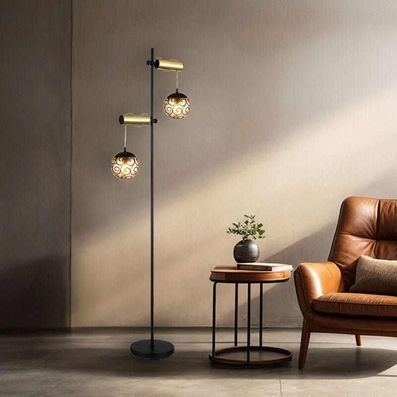 Stehleuchte Wohnzimmerlampe Schlafzimmerleuchte Stehlampe Beistellleuchte, Metall Kunststoff schwarz rauchfarben, Höhenv...