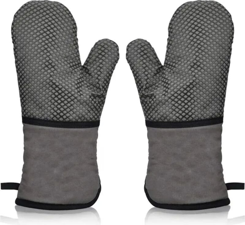 Ofenhandschuh, hitzebeständiger Ofenhandschuh, Topflappen, Grillhandschuh, Ofenhandschuh, rutschfester, silikonbeschicht...