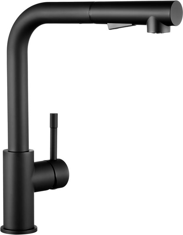 Hochdruck Schwarze Küchenarmatur, 360° schwenkbare Mischbatterie, Auszieharmatur, Einhebelmischer, Spültischarmatur