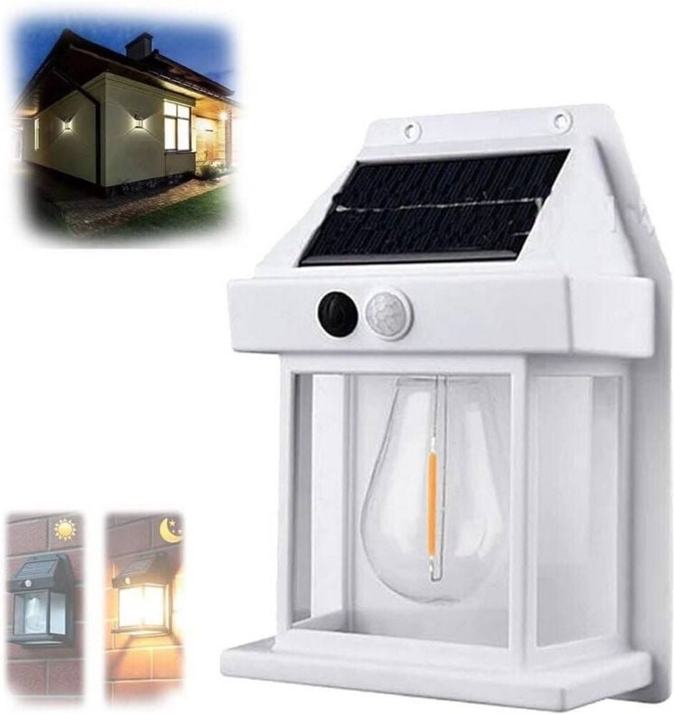Trade Shop Traesio - Trade Shop - lampada solar sensor movement light tungsteno led applique IP65 weiss -