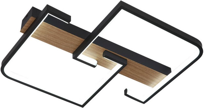 LED Deckenleuchte 76W 8360lm 3000-6500K 45cm Schwarz/Holz Dimmbar Frondella Serie