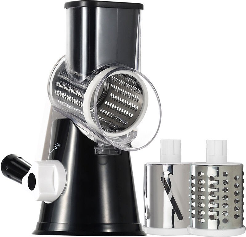 Multifunktionaler Gemüseschneider mit 3 abnehmbaren Trommelklingen, Gemüseschneider für Kartoffeln, starke Saugkraft, Ka...