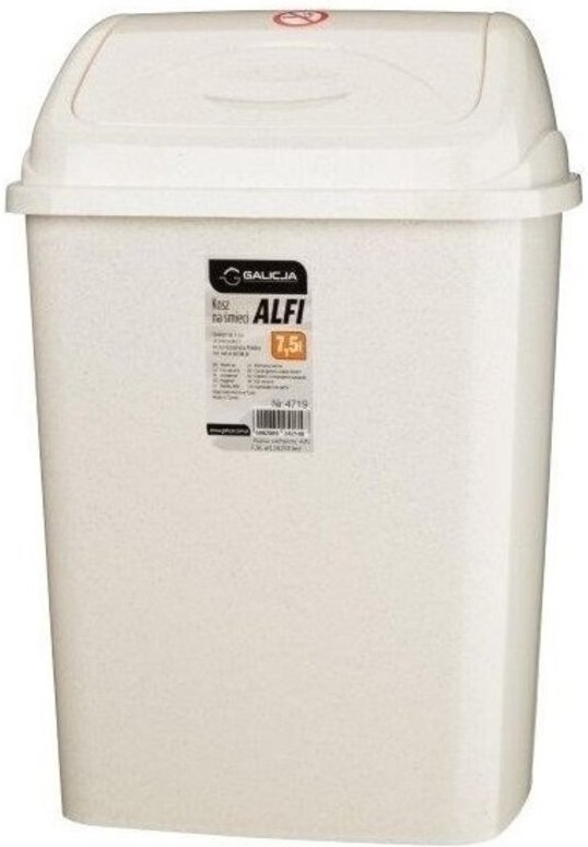 Cubo de basura ALFI con tapa abatible de 7,5 l para residuos de basura beige