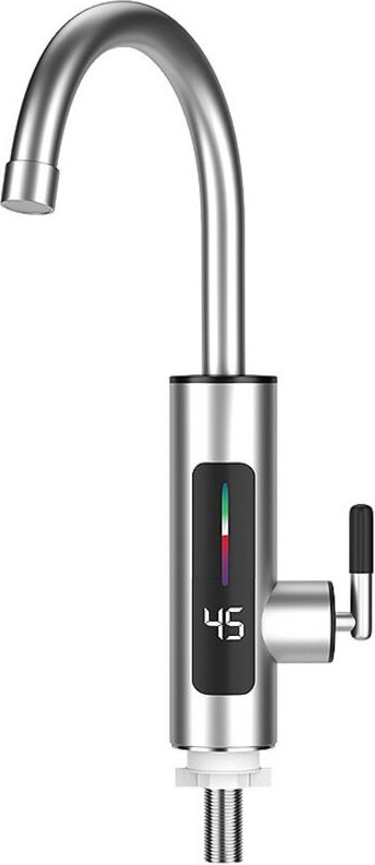 Warm- und Kaltwasserhahn, elektrischer Edelstahlhahn, LED-Temperaturanzeige, Küchenarmatur mit Durchlauferhitzer, 360° d...