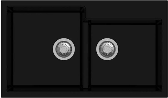 Tip Toe N200 2-Becken-Waschbecken in Schwarz