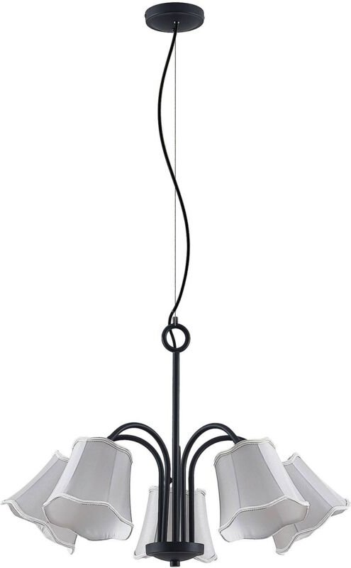 Lucande - Binta Hängelampe, fünfflammig, silbergrau - silbergrau, Schwarz