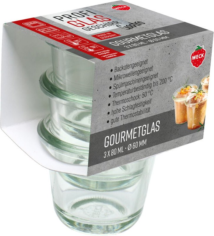 3er Set Gastropack 80 ml Gourmetgläser Weck, ohne Deckel 76123
