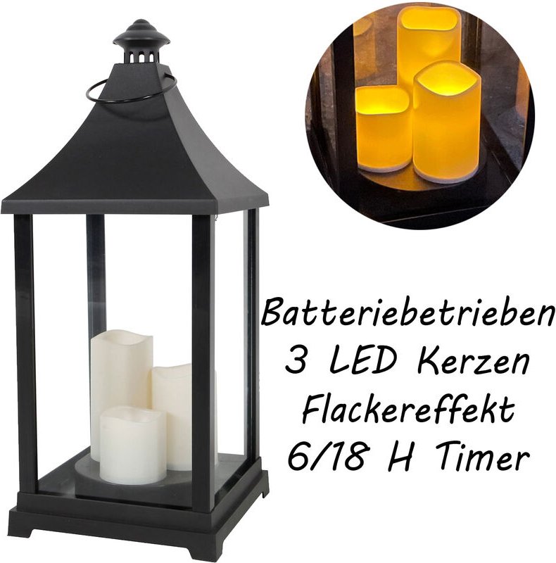 Xxl Laterne inkl 3 led Kerzen mit Timer-DMC8138-neu