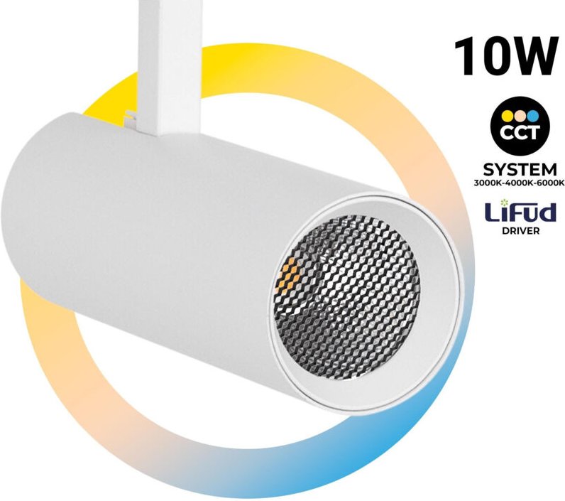 LED-Strahler für Dreiphasenschiene - 10W - CCT - CRI90 - 860 lm