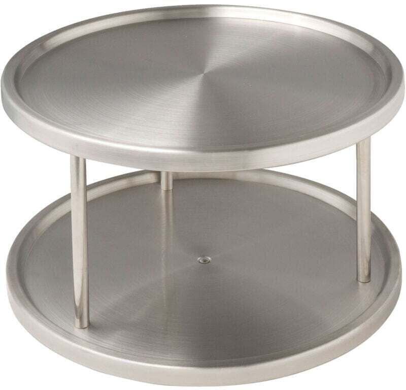 Doppeldrehregal, 2 drehbare Ablageflächen, Schrankinnenorganisation, Gebürsteter Edelstahl, 26,5 x 15,5 x 26,5 cm, Matts...