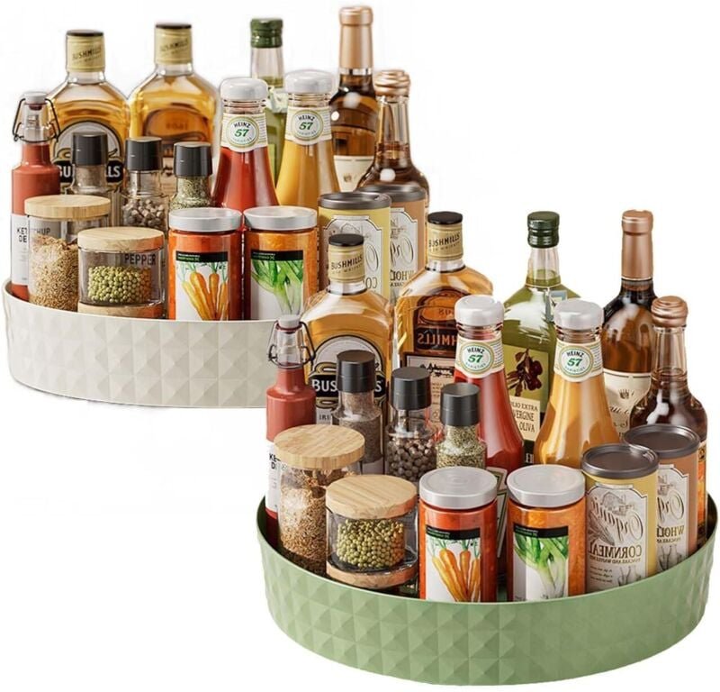 2-teiliger Küchendrehteller, Küchenaufbewahrungsorganizer, Gewürzregal, drehbarer Küchendrehteller (Lazy Susan), multifu...