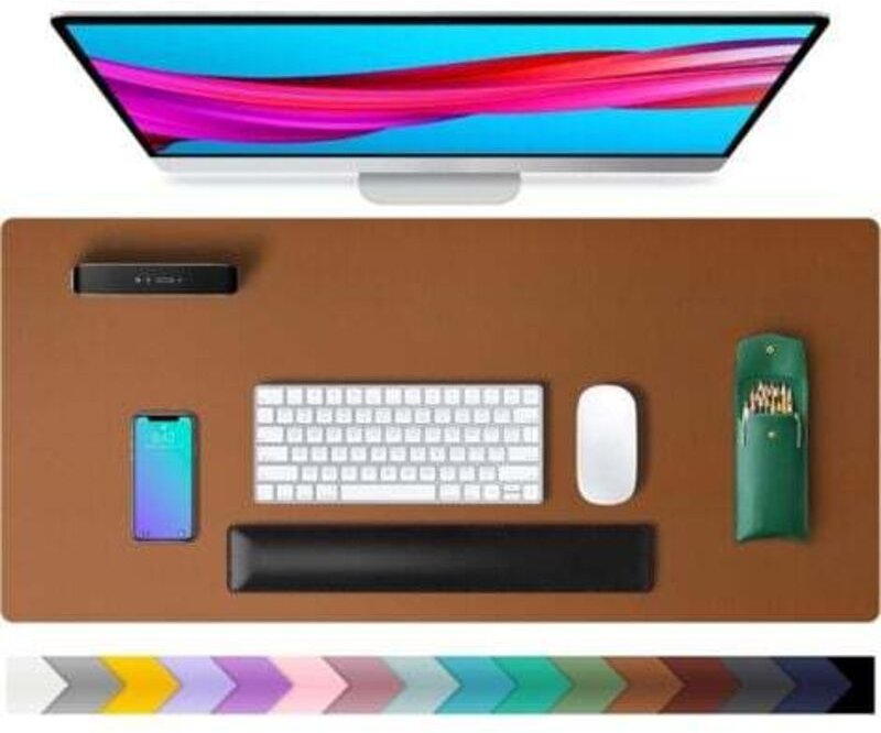 Schreibtischunterlage, Schreibtischmatte aus PU-Leder, Mauspad, rutschfester Schreibtischschutz, wasserdichte Schreibtis...