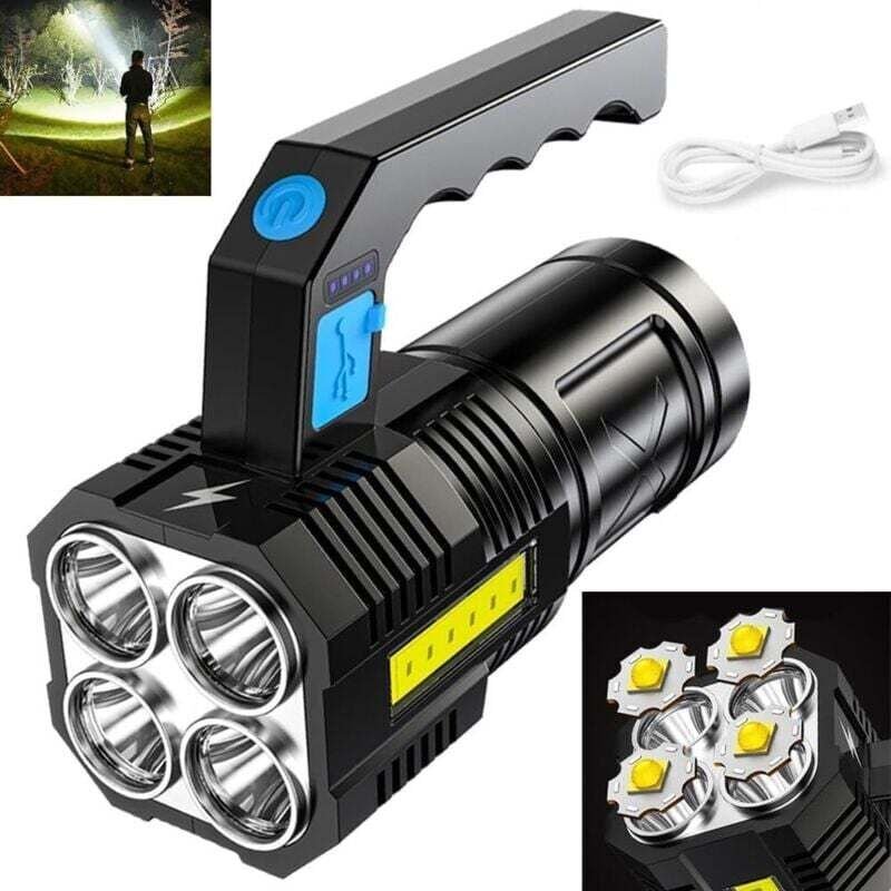 Aiperq - P1000 Quad-Core-Taschenlampe, ultrastarke wiederaufladbare COB-LED-Taschenlampe, wasserdichtes Arbeitslicht und...