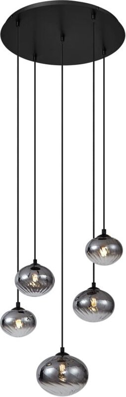 Moderne Hängelampe schwarz mit Rauchglas - Jia