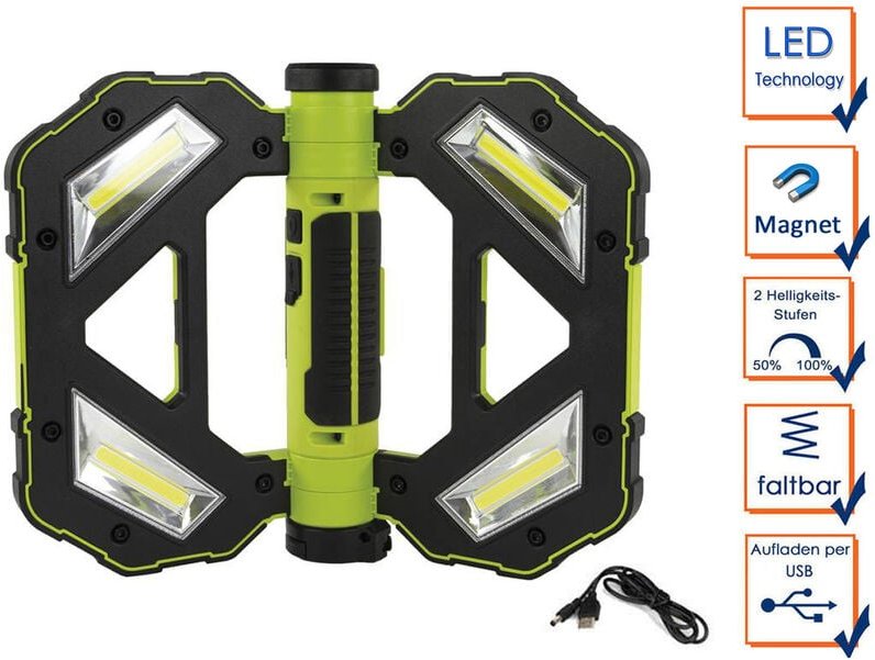 REV - Akku Arbeitsleuchte Butterfly mit Magnet - Taschenlampenfunktion usb Ladekabel