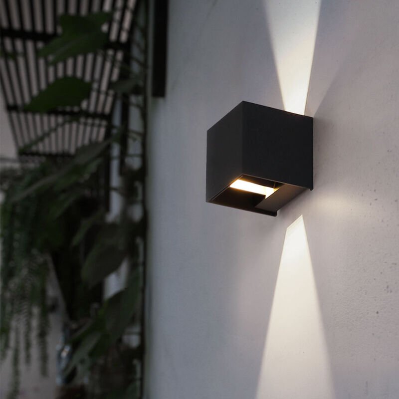 Außenleuchte Fassadenlampe Wandlampe schwarz Balkonleuchte Up Down Wandleuchte, led 2x 3 Watt 290Lm warmweiß, LxBxH 10x1...