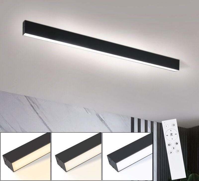 Deckenlampe led Deckenleuchte Wohnzimmer - 25W Wohnzimmerlampe Schwarz Küche Deckenbeleuchtung Lang 80CM Schlafzimmerlam...