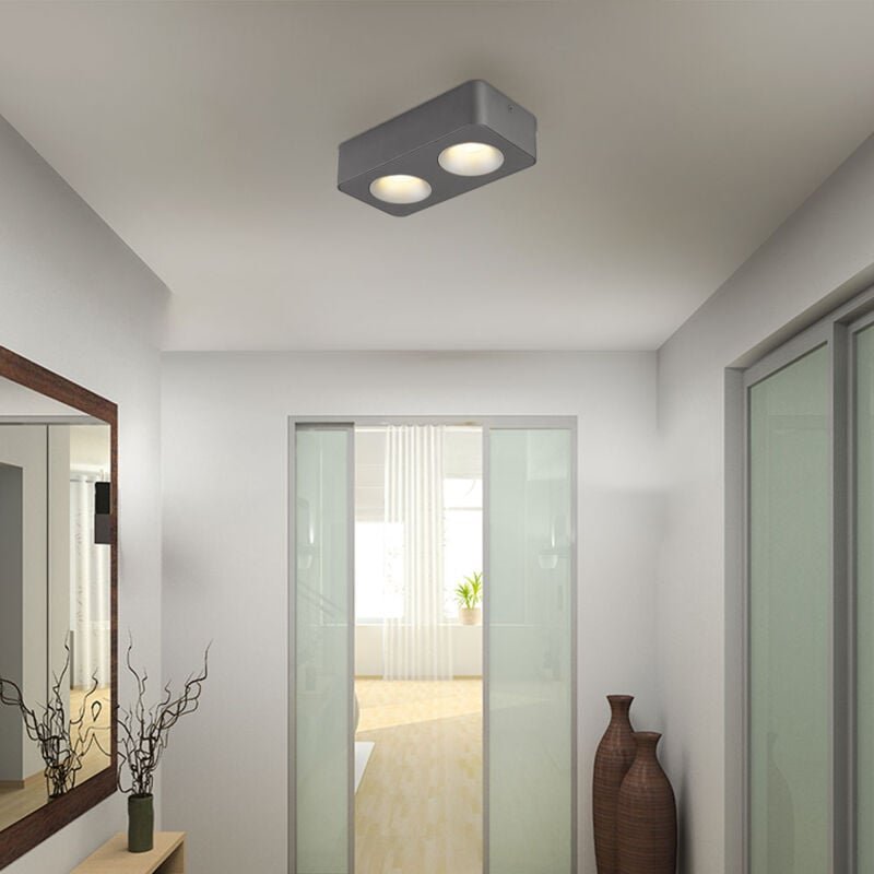 Globo Lighting - Deckenleuchte Deckenlampe Wohnzimmerleuchte 2 flammig Aluminium led l 22,4 cm