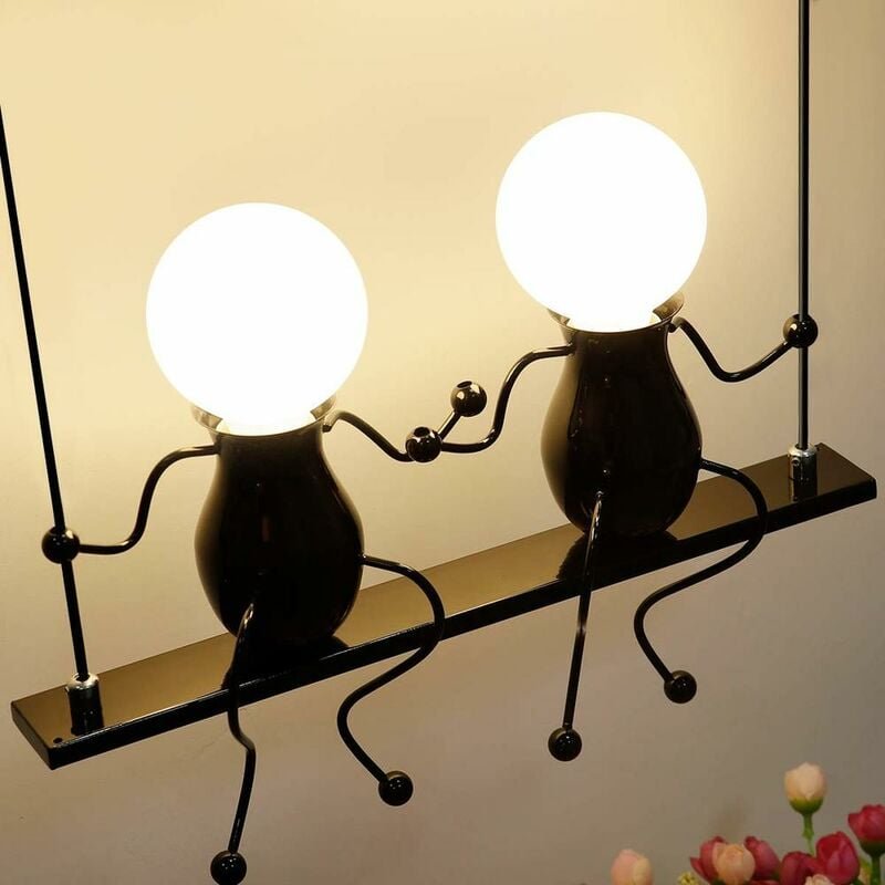 Kreatives Wandleuchte, Industriell Einfache Humanoid Wand Lampe Schwingen Form Lampe E27 Doppelt Cartoon für Wohnzimmer ...