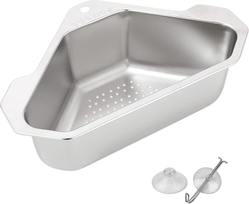 Dreieckiger Spülbecken-Siebkorb, multifunktionales Schutzgitter mit Saugnäpfen, verhindert Verstopfungen in Küche und Ba...