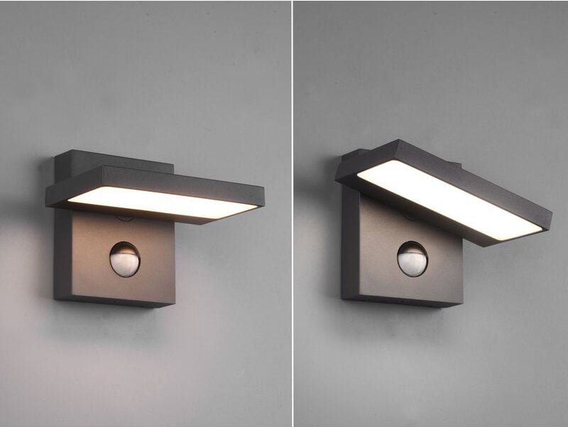 Trio Leuchten - led Außenwandleuchte 2er Set schwenkbar mit Bewegungsmelder Anthrazit
