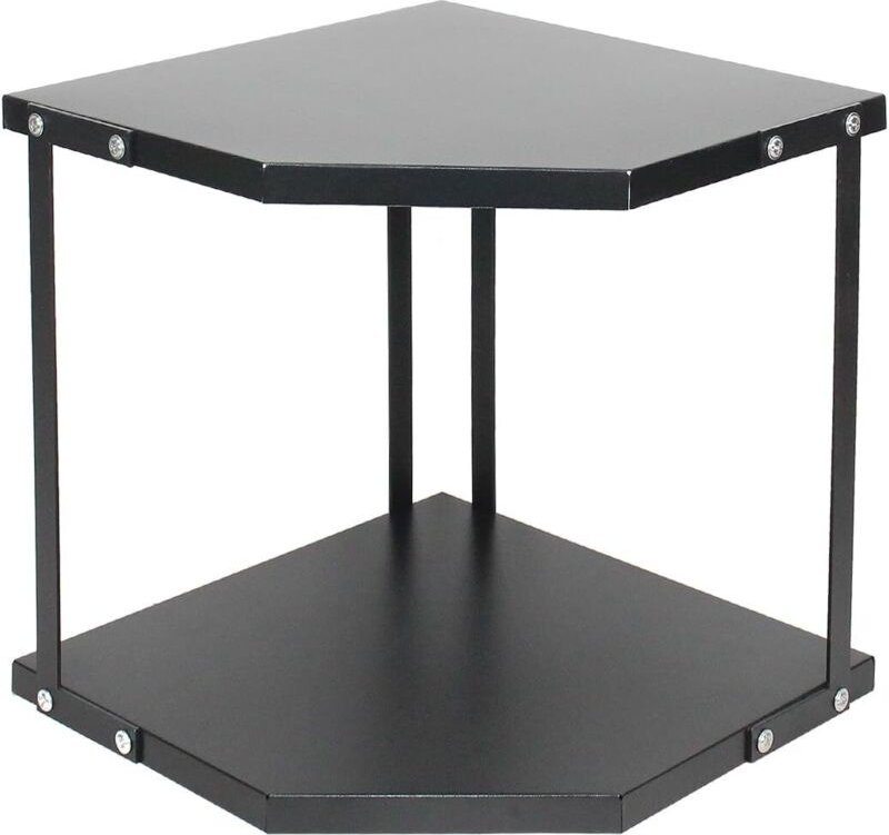 (2 Ebenen) Schwarzes Eck-Küchenregal, Gewürzregal, mehrstufiges dreieckiges Badezimmer-Bodenregal, dreieckiges Topf- und...