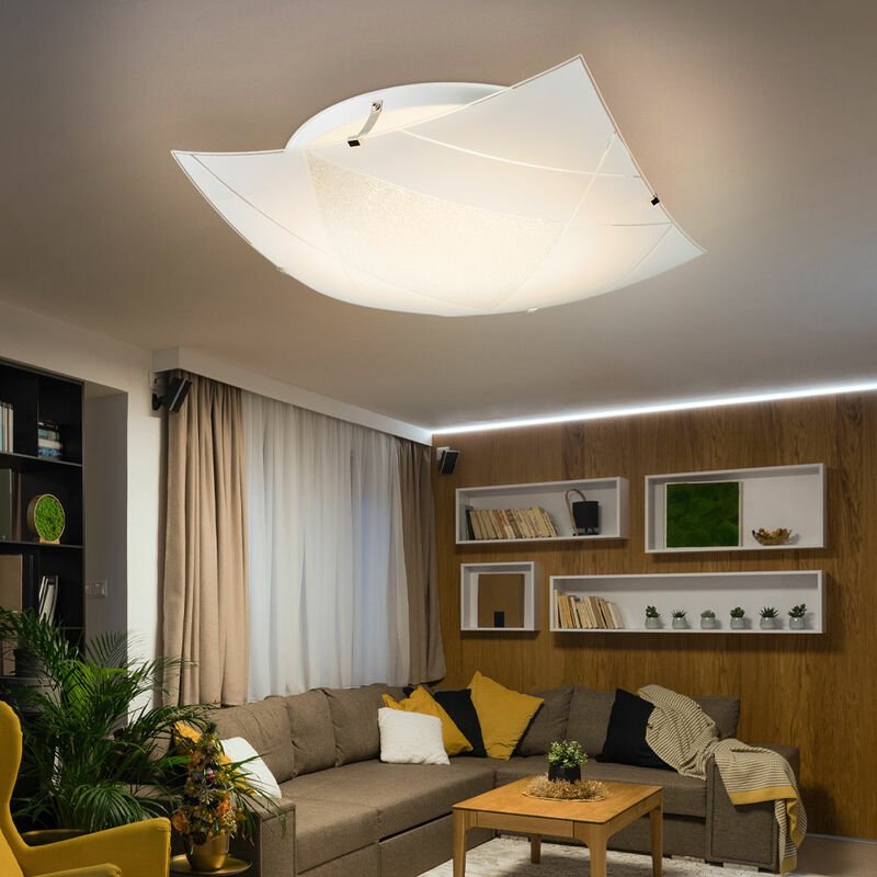 Globo - Deckenlampe Glas weiß Flurlampe quadratisch Deckenleuchte Wohnzimmerlampe, 1x led 24W 1750Lm neutralweiß, LxBxH ...