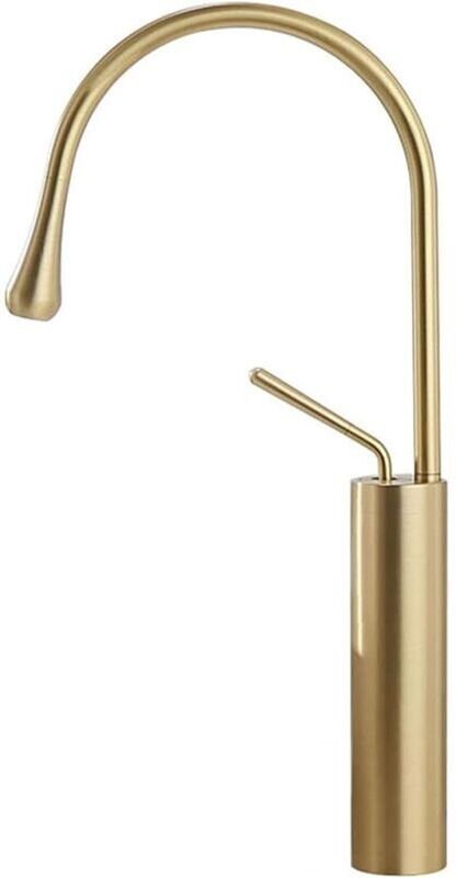 Küchenarmatur, 360° schwenkbarer Küchenmischer mit hohem Auslauf, Warm- und Kaltwasserarmatur, gebürstetes Gold, 45 cm