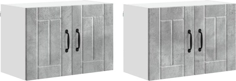 Küchenwandschränke mit Tür 2 pcs Beton Grau 60 x 31 x 40 cm vidaXL
