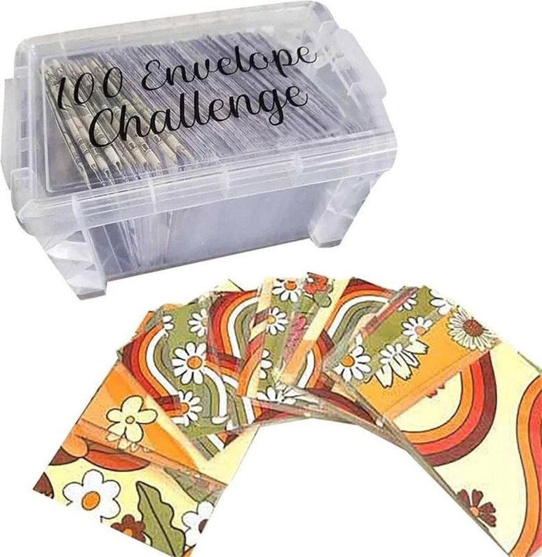 Tlily - 100 UmschläGe, Geldspar-Challenge, Budgetplanungshandbuch, Mastering The Progress mit Aufbewahrungsbox für Repay...