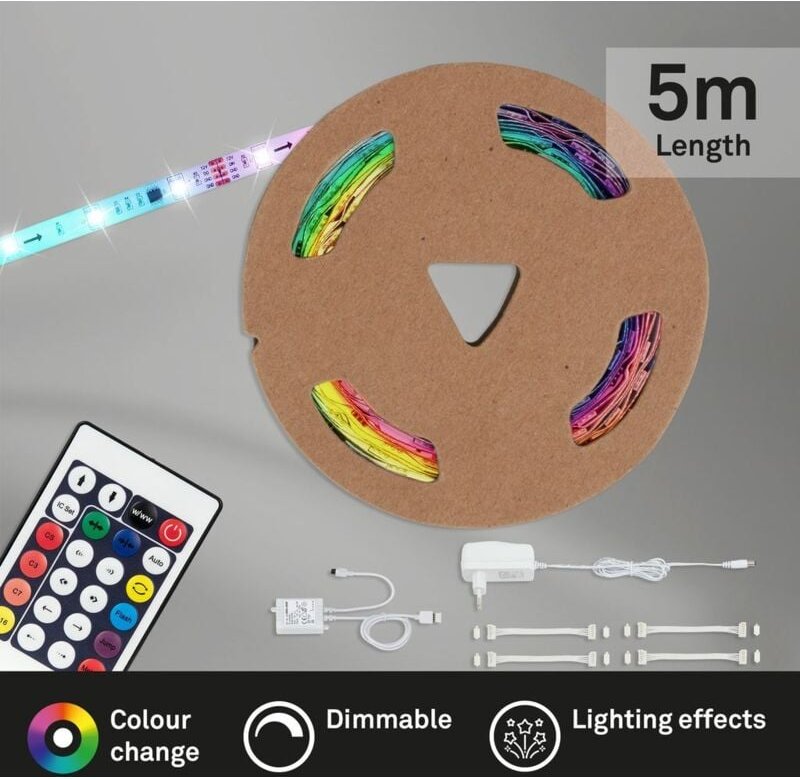 Briloner - led Stripe rgb Fernbedienung kürzbar Dimmbar 24W weiß Kunststoff