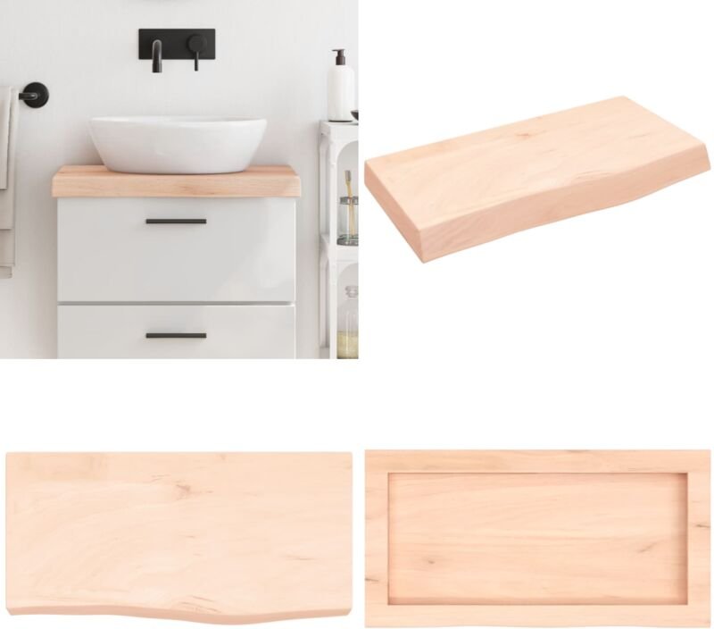 Waschtischplatte 60x30x(2-6) cm Massivholz Unbehandelt - Eichenholz Waschtischplatte - Naturholz Waschtischplatte